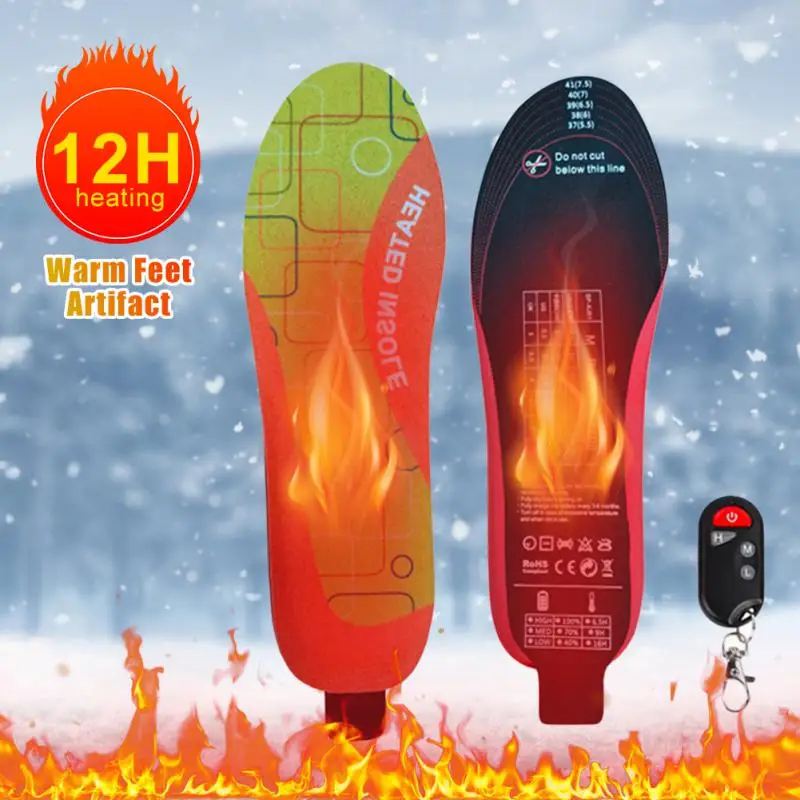 Winter Heated Insoles USB Wireless Temperature Adjustment Electric Foot Thermal Pad 12 Hours Warm Sock Pad Стельки С Подогревом