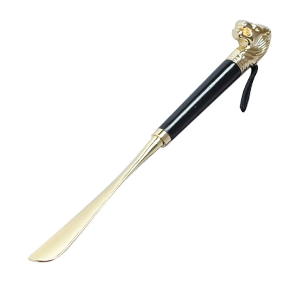 

32cm Metal Shoe Horn Lion/Horse Head Handheld Wood Handle Shoehorn Shoes Wearing Tool Durable Portable Shoe Lifter Gift