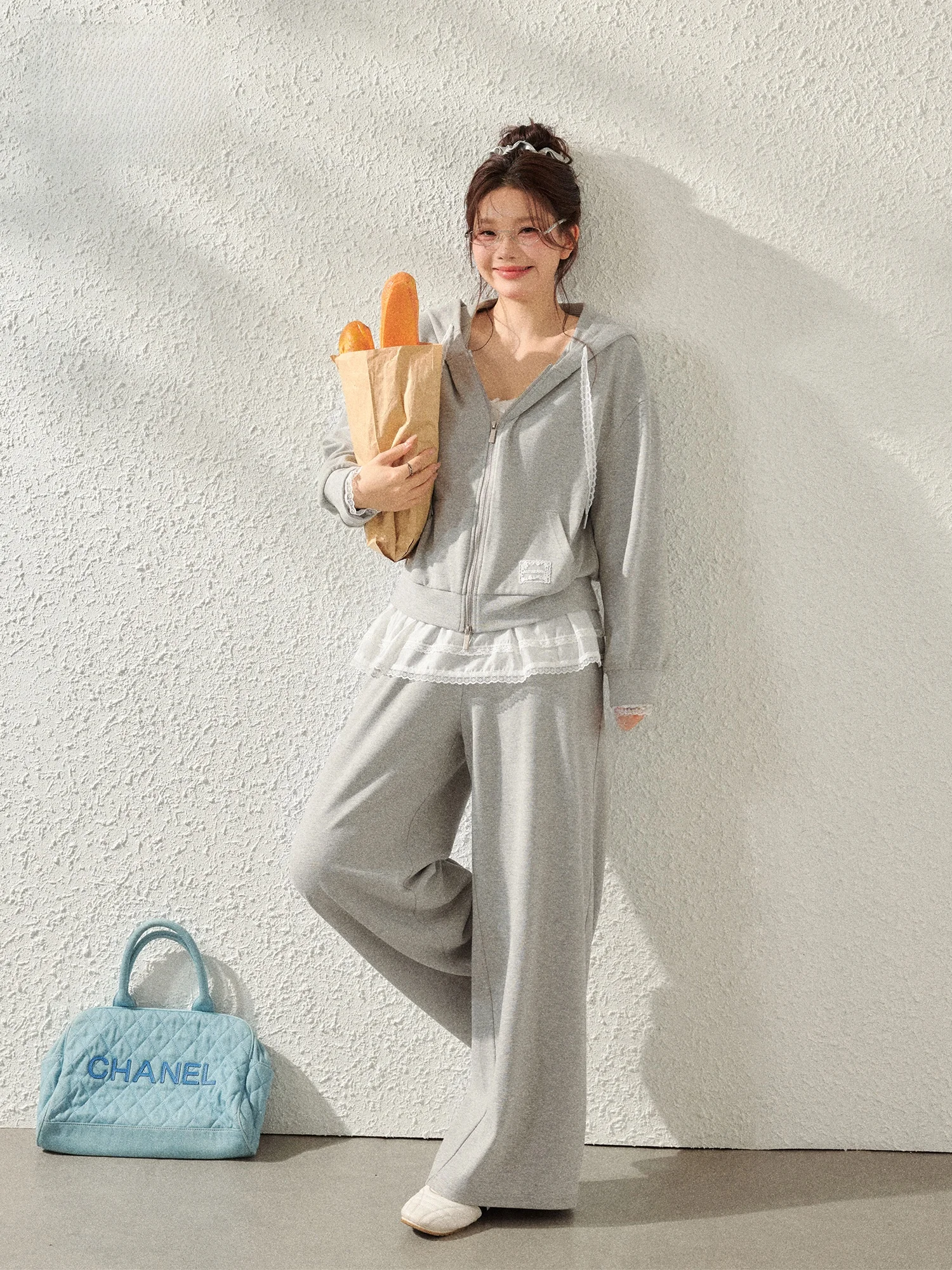 

Комплект повседневной одежды больших размеров: худи и брюки, удлиненные, с высокой талией, в корейском стиле, для полных женщин