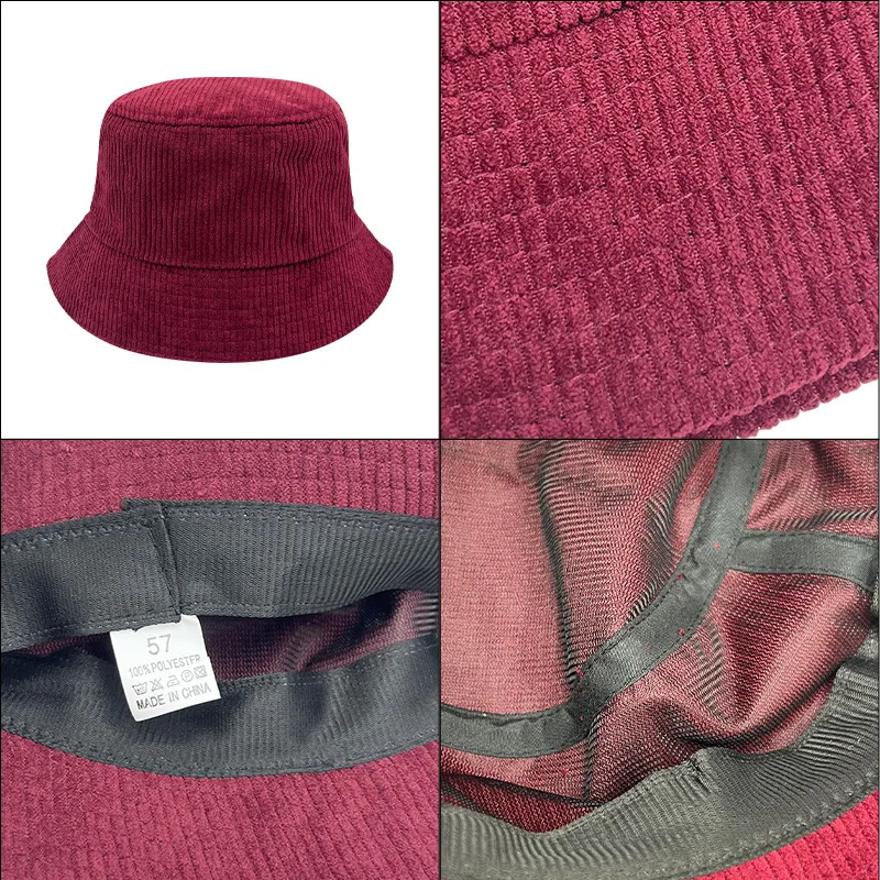 Professional Customized High Quality Embroidered Corduroy Fisherman\'s Hat Design Your Own Corduroy Logo Fisherman\'s Hat