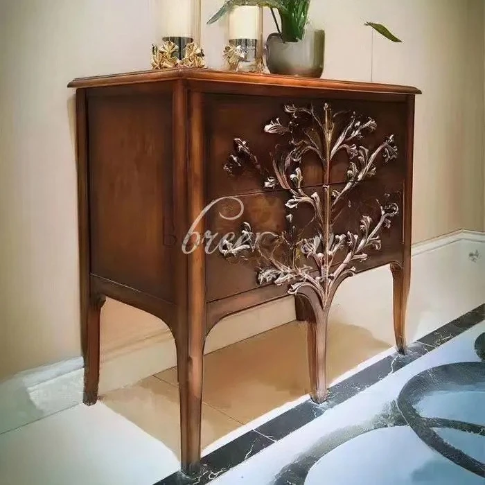 entrance hall cabinet  neoclassical solid wood carved living room fortune tree side cabinet