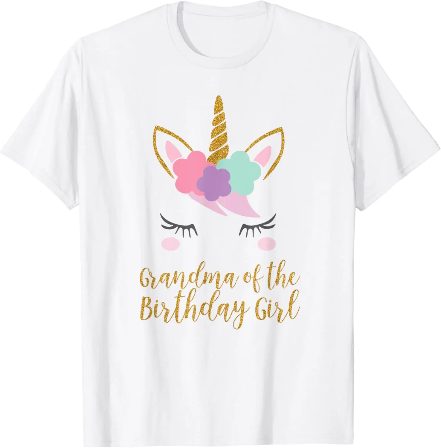 Cute Unicorn Grandma Shirt, Grandma of the Birthday Girl 100% Cotton Streetwear High Quality