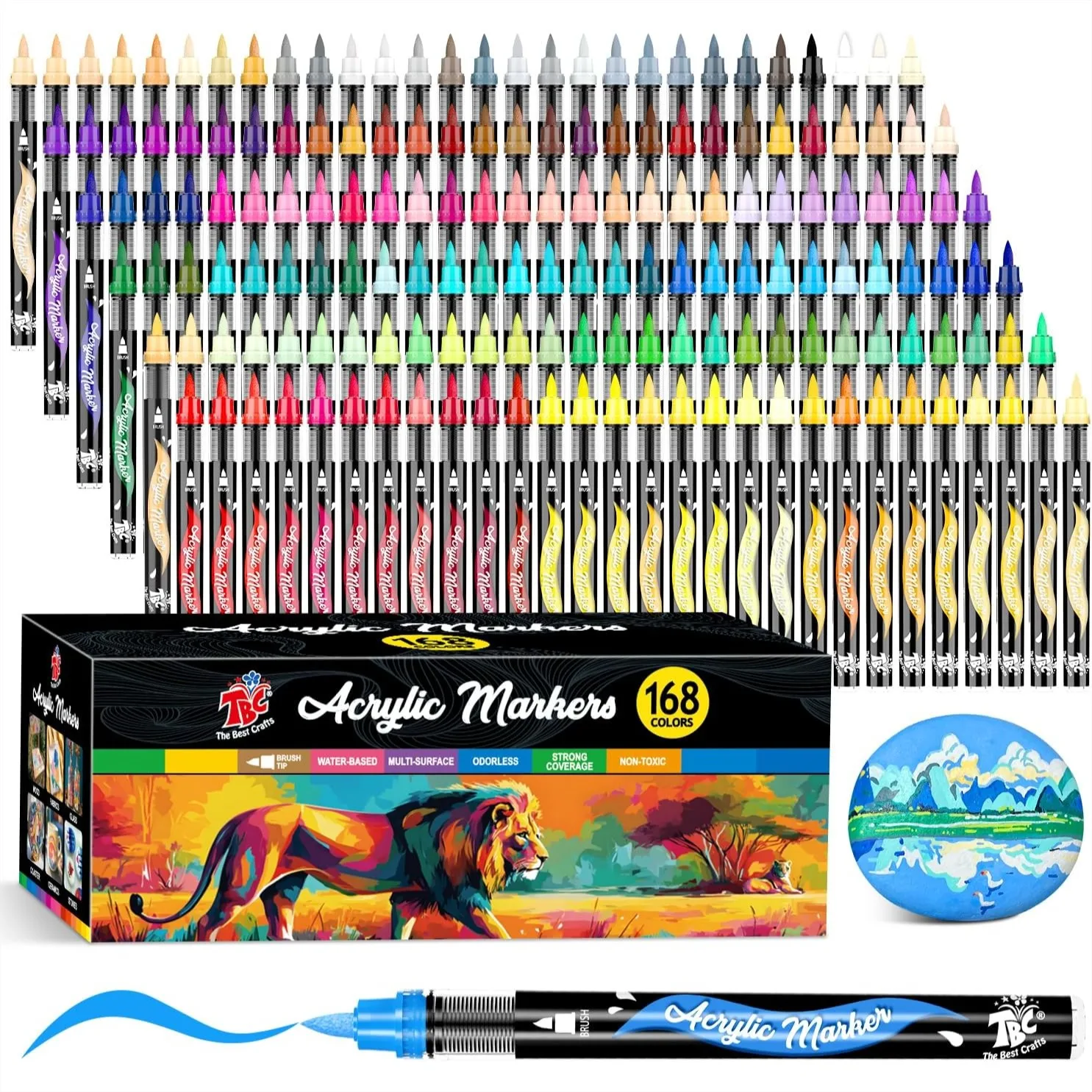 

Acrylic Paint Markers 168 Colors Water-Based Pens for Art And Craft Projects Multi-Surface Use On Fabric Glass Wood Stone Metal Ceramic Canvas Rock