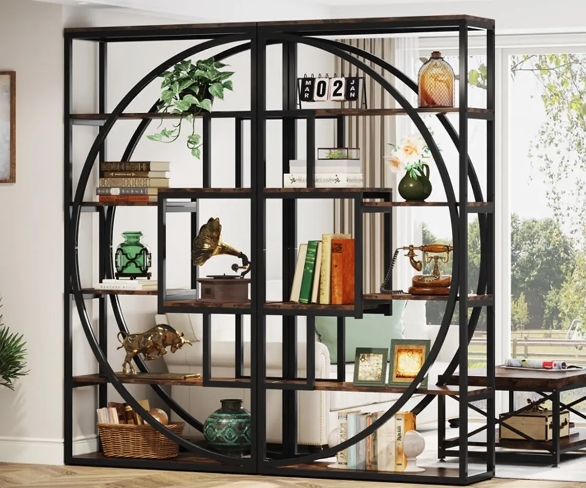 Industrial 5-Tier Etagere Bookcase, 70.8