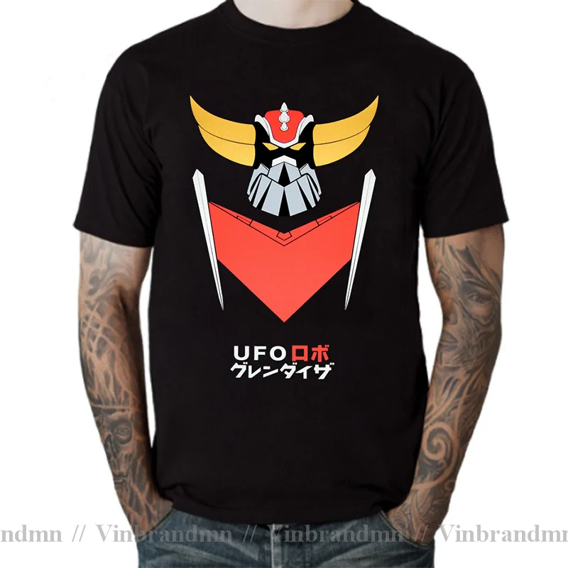 Goldorak (Grendizer) Mazinger Z T-Shirt Japanese Cartoon Design Summer Men's Tee Tops Short Sleeve Cotton Tshirt Hombre Camiseta