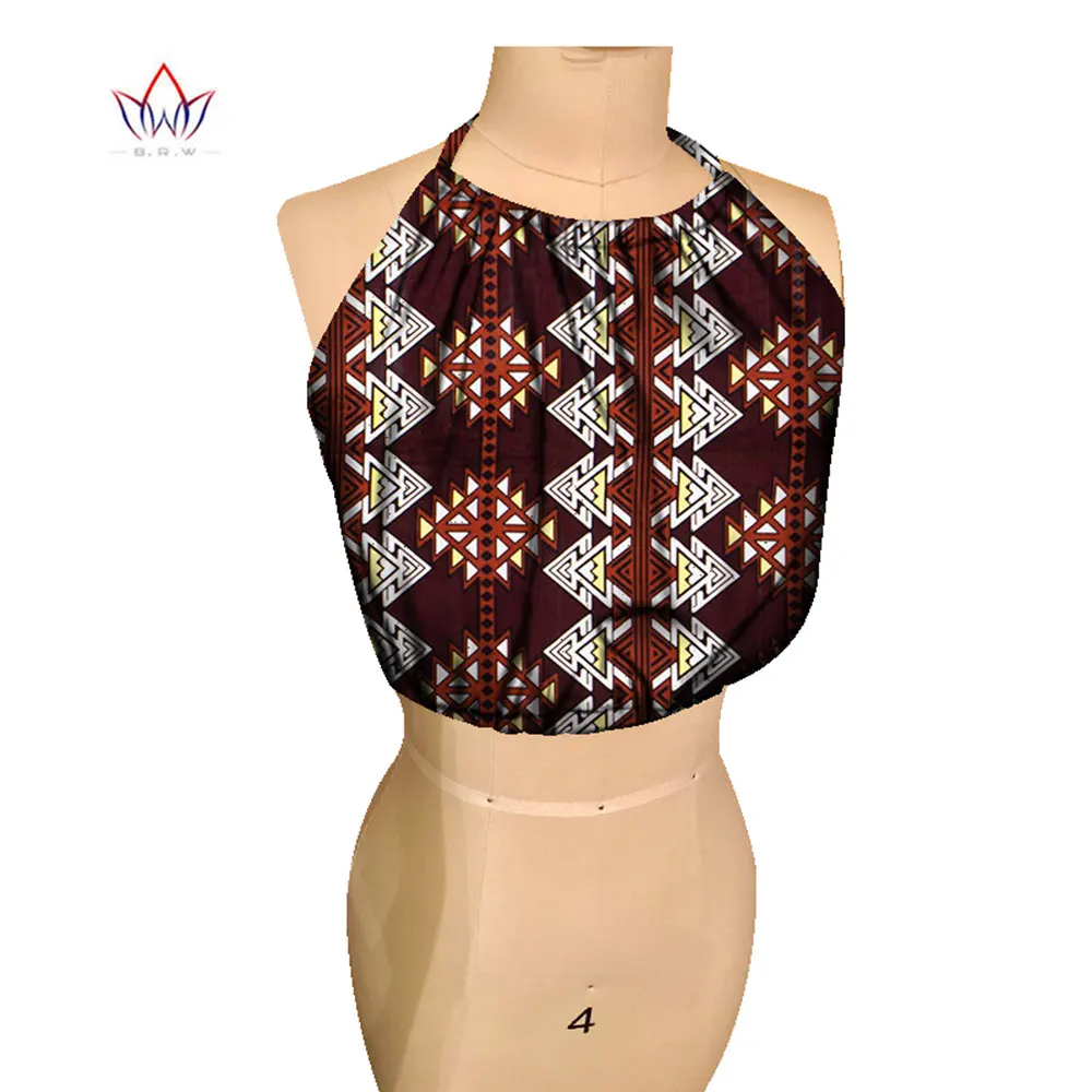 BRW Kente Print African Ankara Wax Drawstring Halter Crop Top Retainers Body Accessory For Women Girl Sexy Body Jewelry WYX31