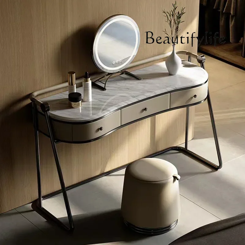 

apartment household bedroom light luxury makeup table marble minimalist Light luxury rock slab dresser modern simple small