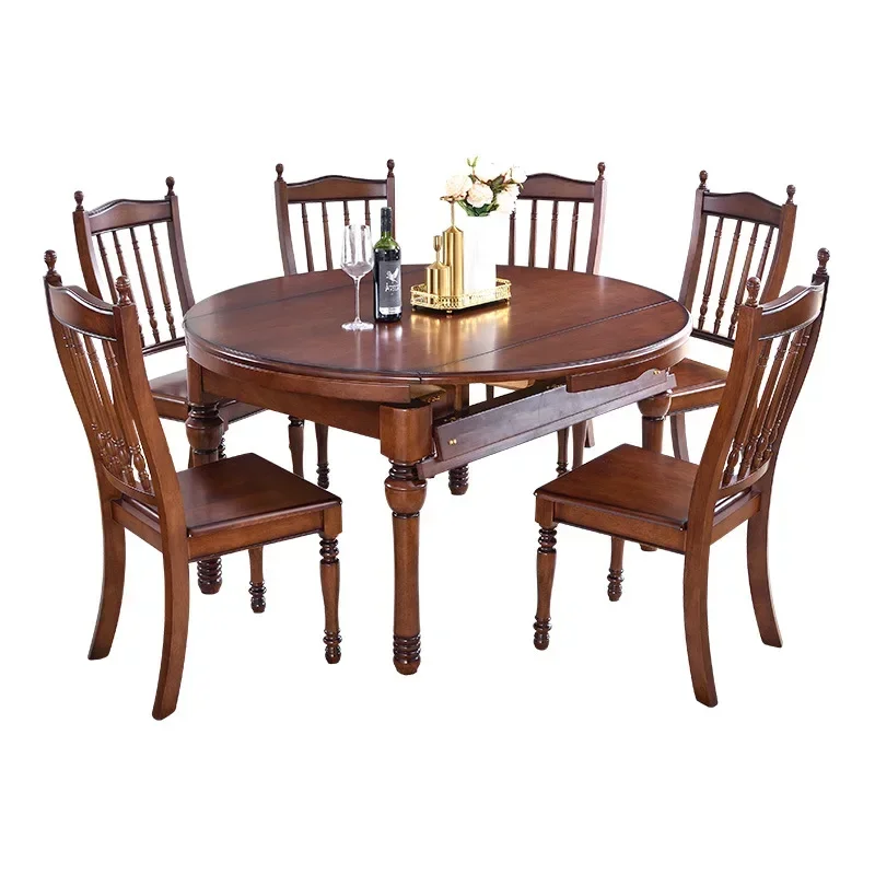 Retro Solid Wood Dining Table High Quality Smooth Surface Modern Design Easy Installation Scratch Resistant Long Lasting