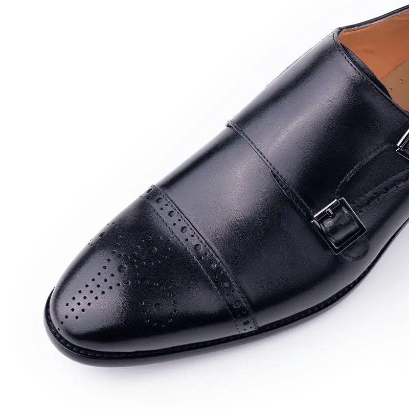 Men's Luxury Shoes Black Original Design Business Shoes Slip-on Monk Strap Fashion Loafer Style Leather Dress Shoes For Male