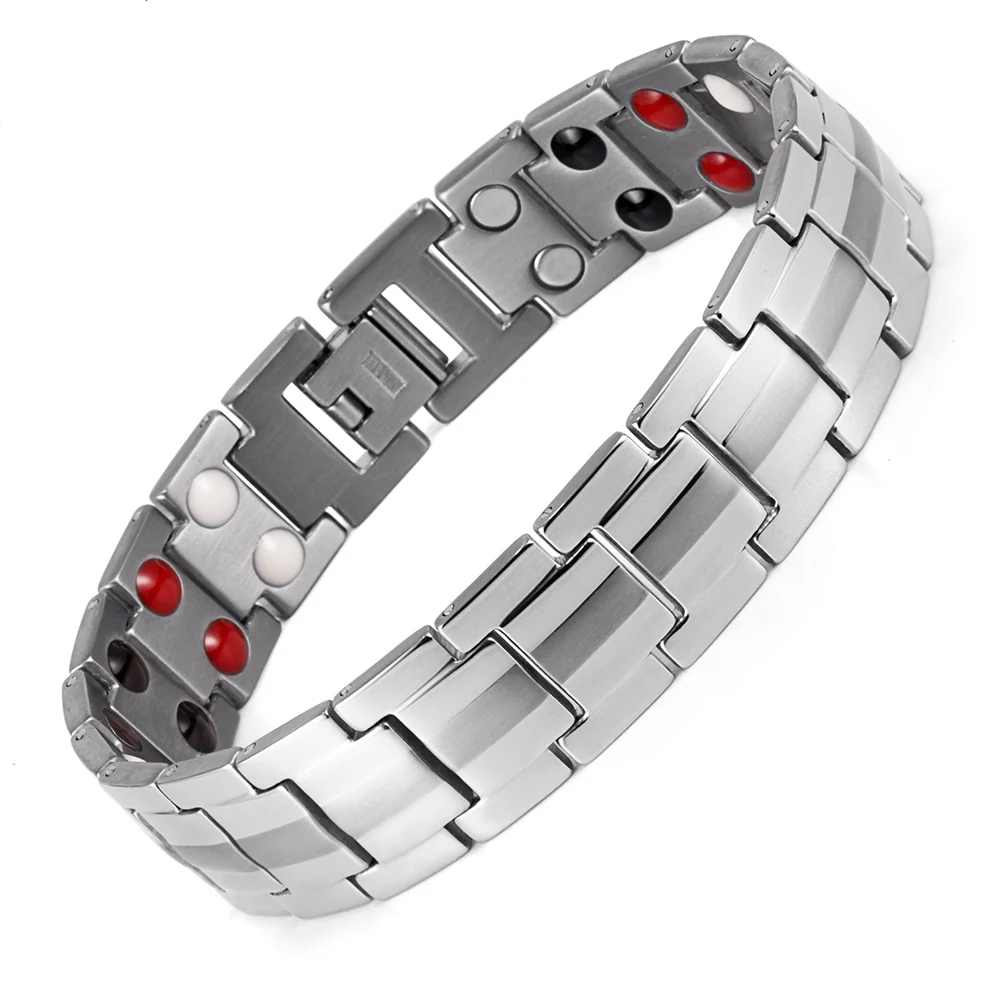 WelMag Stainless Steel Magnetic Bracelets For Men Relief Arthritis Pain Health Jewerly 4 Elements Decorative Accessories 2024