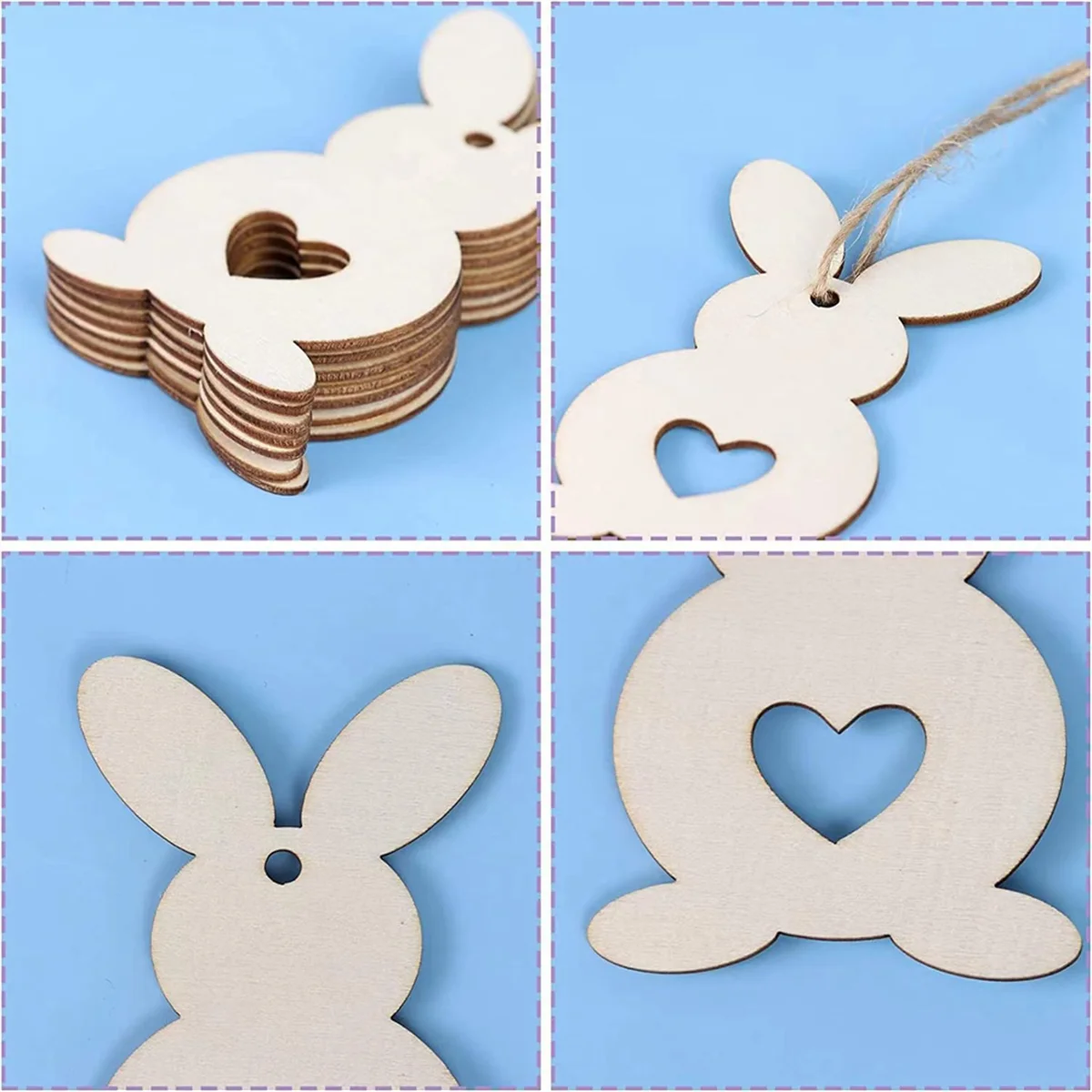 

70PCS Unfinished Blank Wood Cutout Wooden Easter Bunny Rabbit Shaped Wooden Easter DIY Wooden CAU30t for Easter SpringJAS