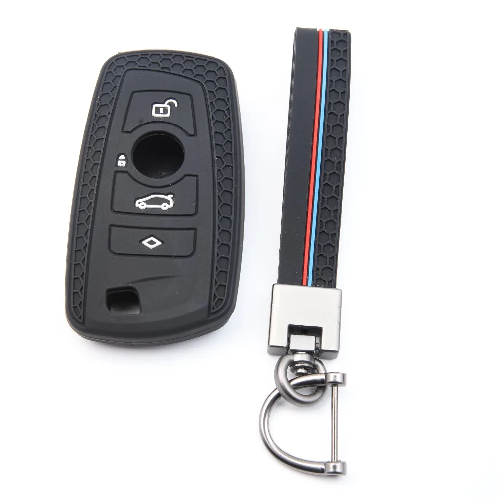 Honeycomb Silicone Key Fob Case With Keychain Anti‑Scratch Shell For BMW 1 2 3 4 5 6 7 Series M3 M4 M5 X1 X3 X4 X5 X6 Smart Key