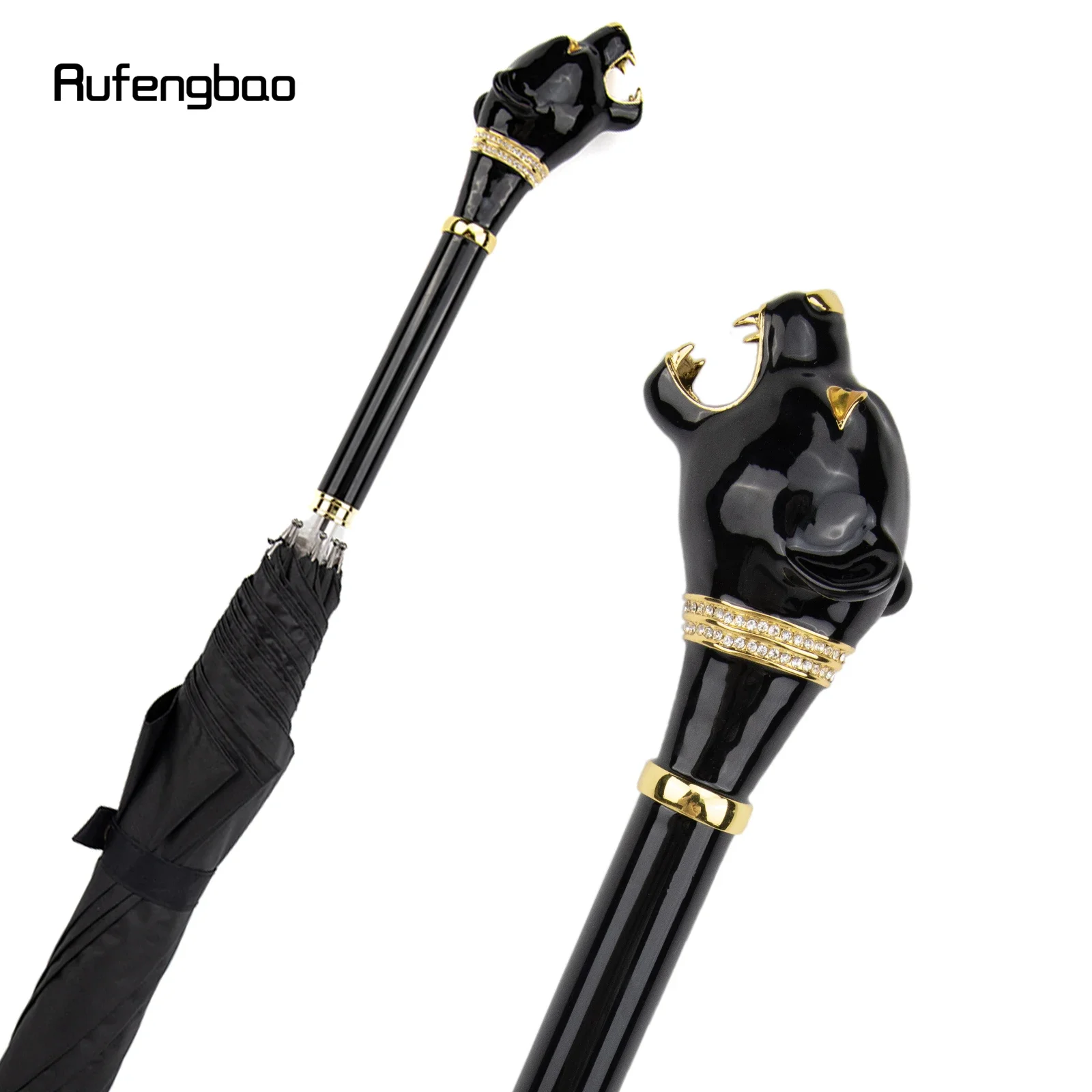 مظلة أوتوماتيكية مقاومة للرياح على شكل حيوان الفهد، مظلة موسعة بمقبض طويل لكل من الأيام المشمسة والممطرة