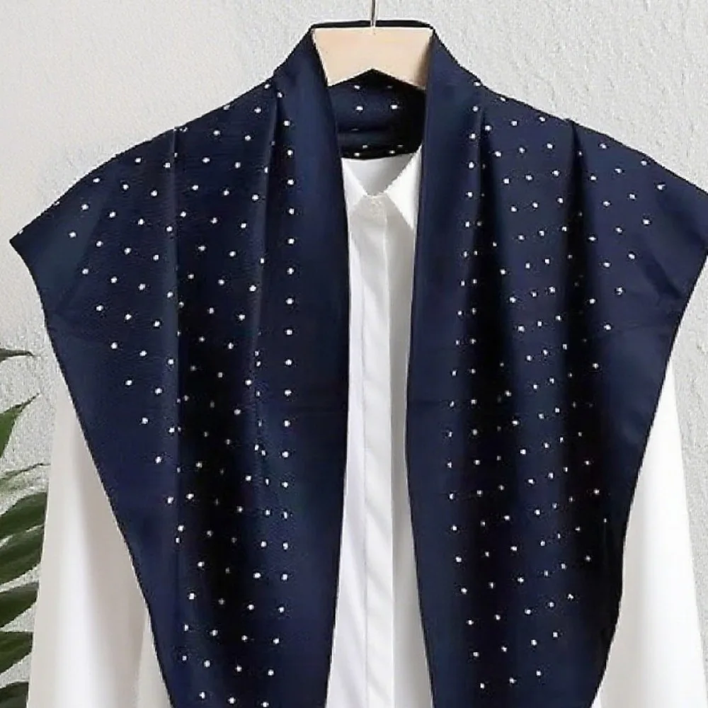 

Lady Elegent Polka Dot Head Scarf Triangular Shape Polyester Imitation Silk Scarf Versatile Vintage Jeans Waist Belt Women