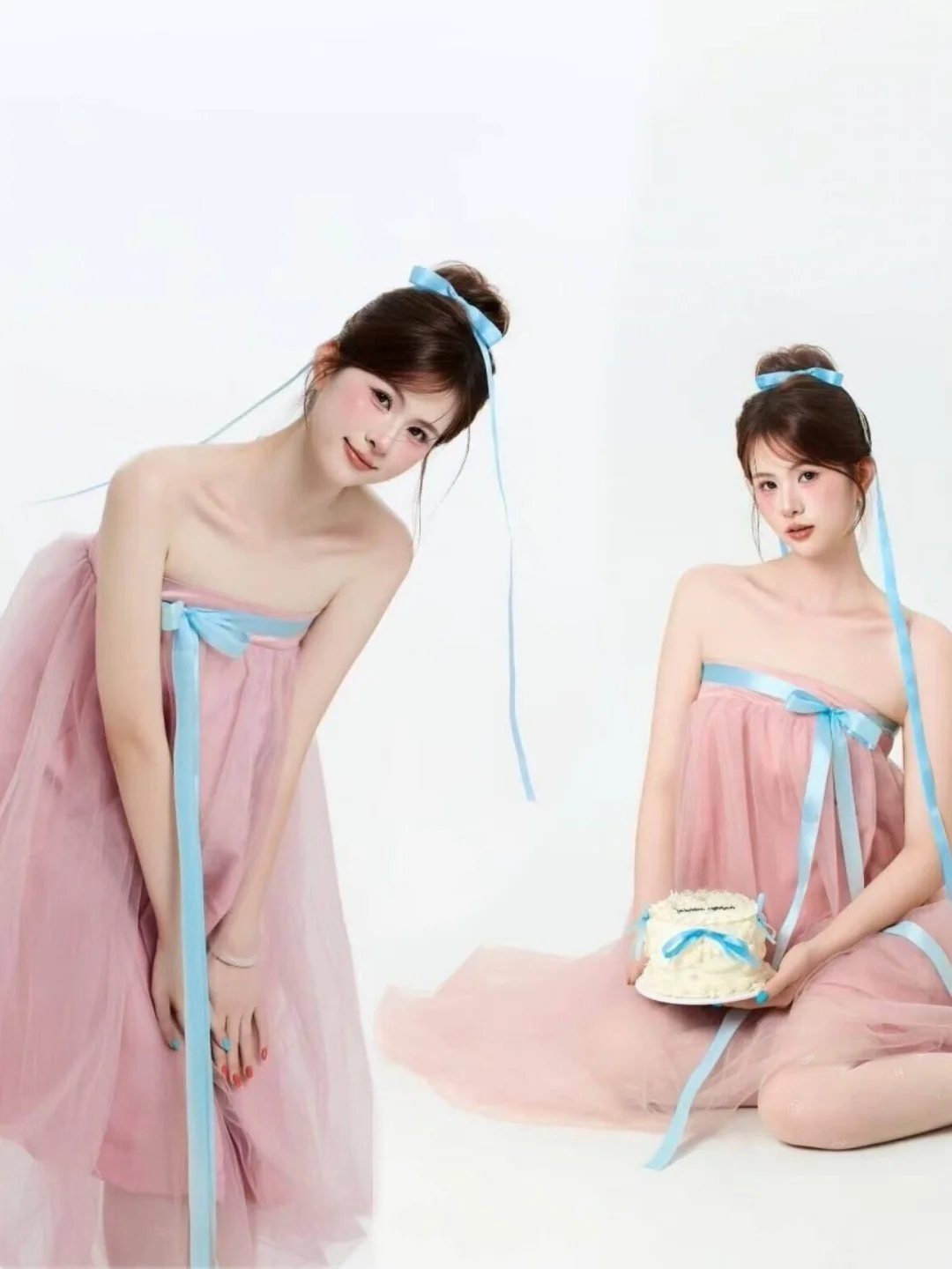 

2025 New Theme Korean Style Atmosphere Girl Birthday Photo Shoot Magazine Style Tulle Skirt Photography Costume
