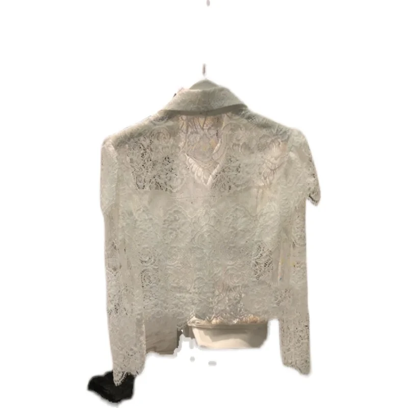 

Ele Lady Lace irt Dongda Gate Spring New Sle Collar Hollow out Faionable Women's Top Long Sve Slim Fit