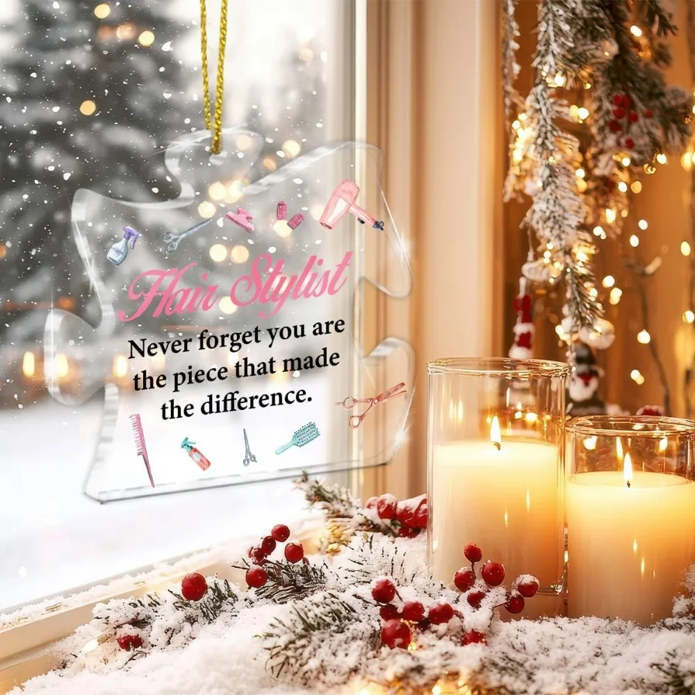 هدية مكعبات ألغاز أكريليك لمصففي الشعر، مثالية لديكور عيد الميلاد في الصالون وهدايا شكرًا لك. #4