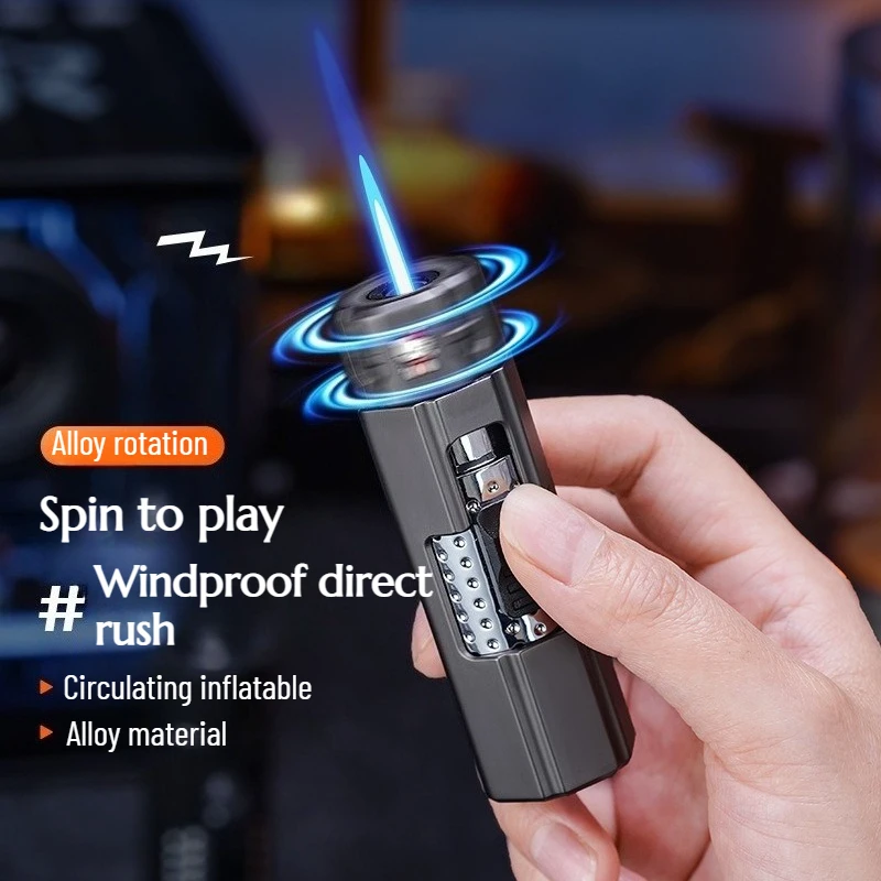 

2025 New Rotary Decompression Windproof Blue Flame Lighter Personalized Portable Direct High-value Men's Gift Cigarette Lighter