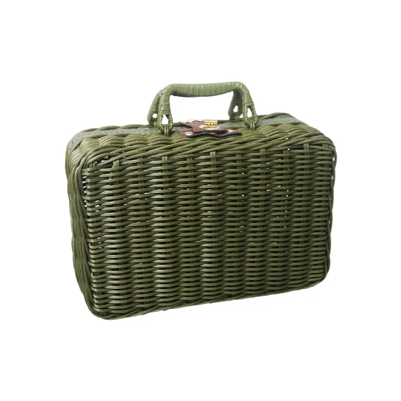 Cosmetics Sorting and Storage Box Woven Handbag Wedding Gift Box Accompanying Hand Gift Box Rattan Woven Storage Basket