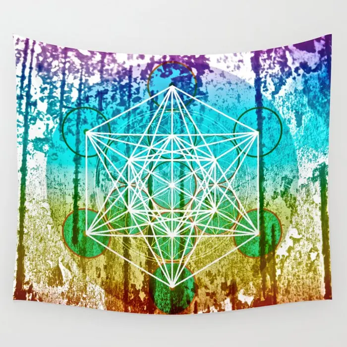 The Flower Of Life Metatron's Cube The Rainbow Tribe Collection Tapestry Wall Hanging Hippie Tapestries Living Room Dorm Decor