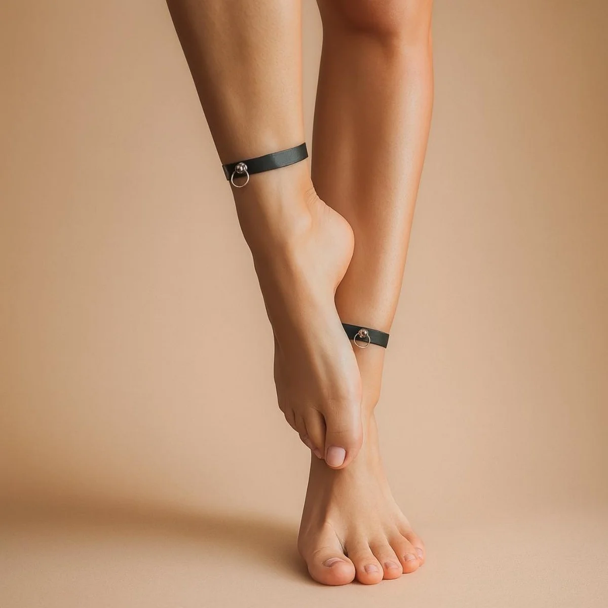 Adjustable Faux Leather Ankle Strap Belt with Soft Inner Lining Anklet Charm Chain Suitable for Comfort and Retro Modern Styles