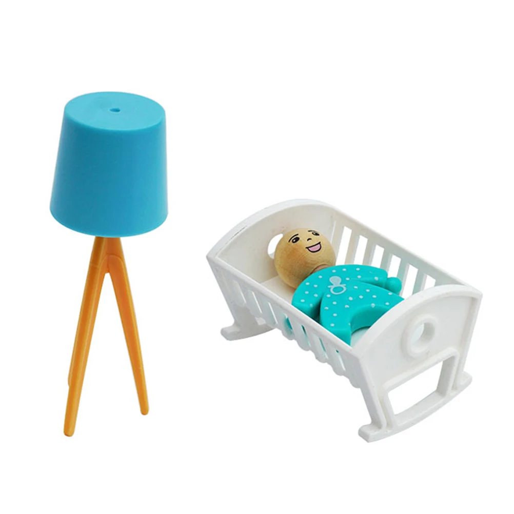 Meubles miniatures réalistes pour lit de bébé, décoration de maison, Mini lampadaire pour chambre d'enfants, jouet sûr en plastique, Simulation de maison