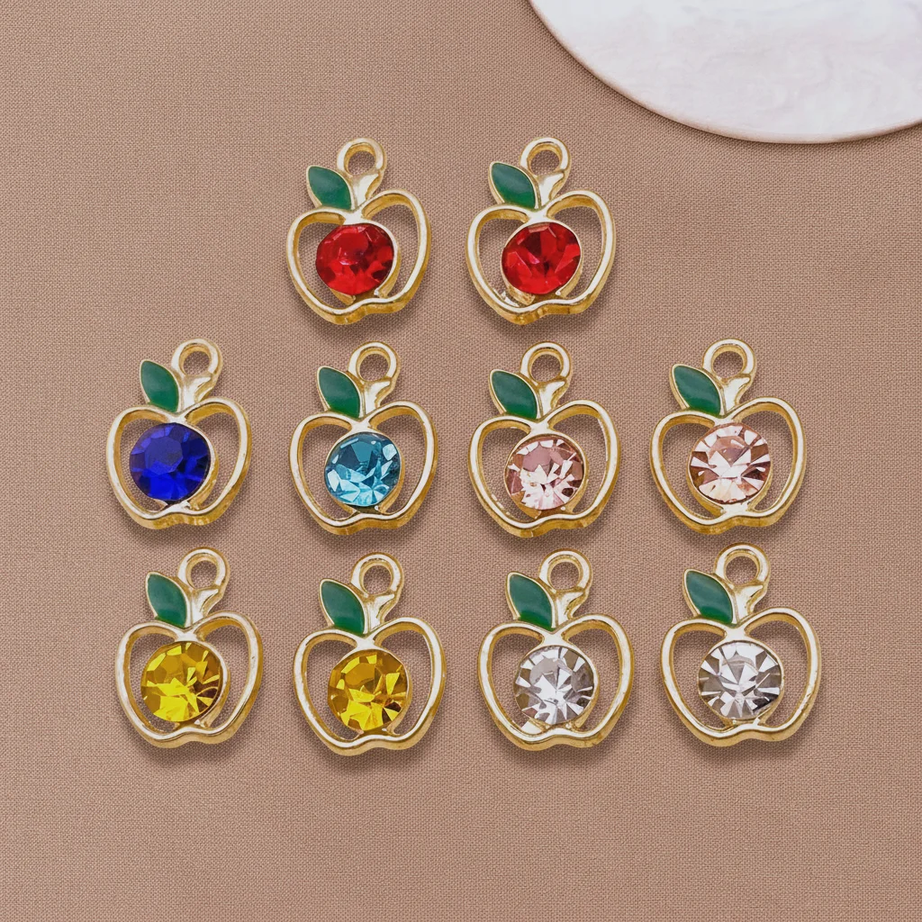 5/10 Stück Legierung, Tropfenform, 3D, kleiner Apfel-Frucht-Anhänger für Schmuck, DIY-Armband, Damen-Ohrringe, dekoratives Material, Accessoires