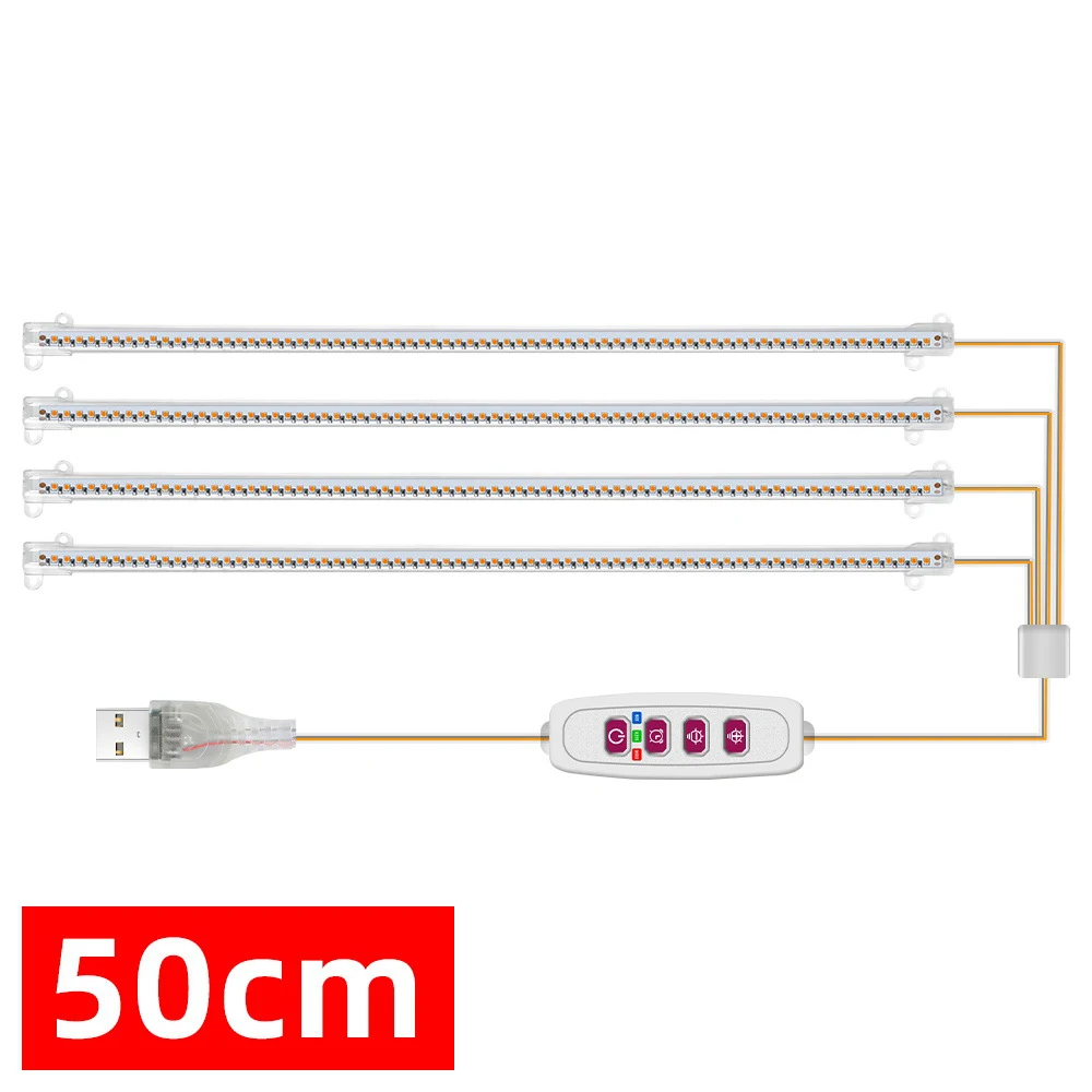 KEBINCPLED 30CM/50CM LED Plant Growth Light Strip USB 5V 3000K/Red Blue Dimming Indoor Hydroponic System Flowers Plant Grow Lamp