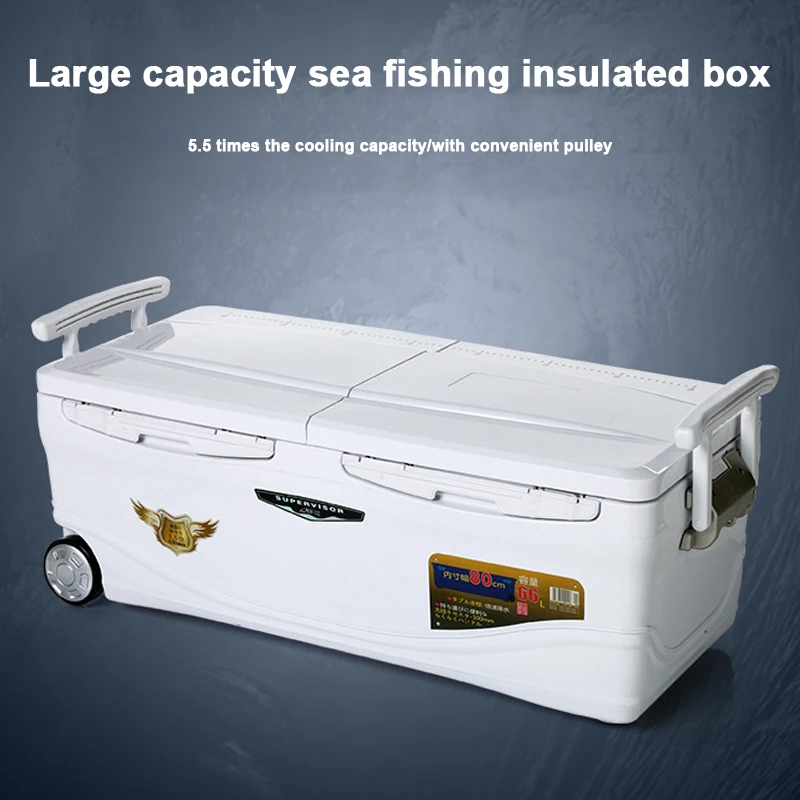 Caja enfriadora de pesca de gran capacidad con ruedas, cofre de hielo con aislamiento ultraligero para camarones vivos, pesca en el mar y aventuras al aire libre