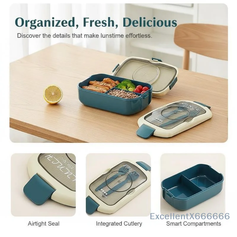 Leak Proof Airtight Lunchbox Water Bottle Set Portable Microwaveable Food Container for Student Office Worker Travel