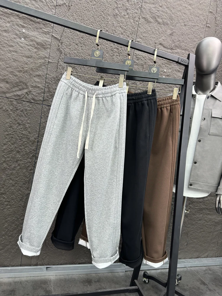Svip Sli واسعة الساق مستقيم قطع السراويل الخريف الشتاء Faion مريحة ثي الدافئة عارضة الرجال Sweatpants #1