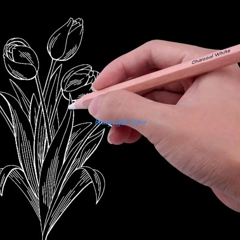 

C7AB 2/3x/Set White Charcoal Pencils Sketching Pencil Highlight Pencil for Students