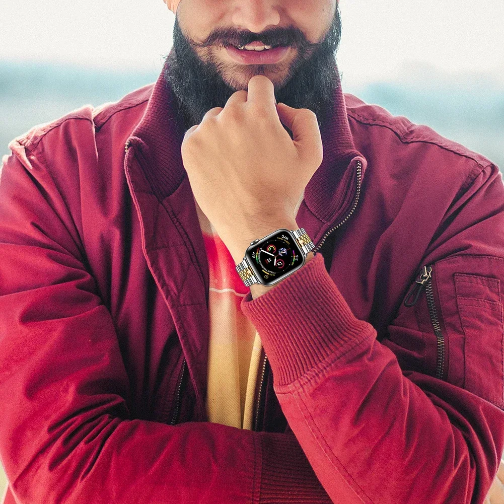 애플 워치용 메탈 스트랩 밴드, 아이워치 6, 5, 4, SE용 팔찌 손목 밴드, 10, 9, 8, 7, 46mm, 45mm, 41mm, 울트라 2, 49mm, 44mm, 42mm, 40mm 밴드