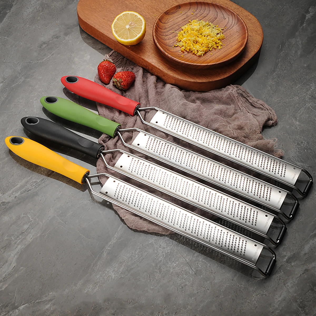 1pc Stainless Steel Cheese Grater Multi-functional Lemon Chocolate Grater Plastic Anti-slip Handle Cheese Grater Kitchen Tools
