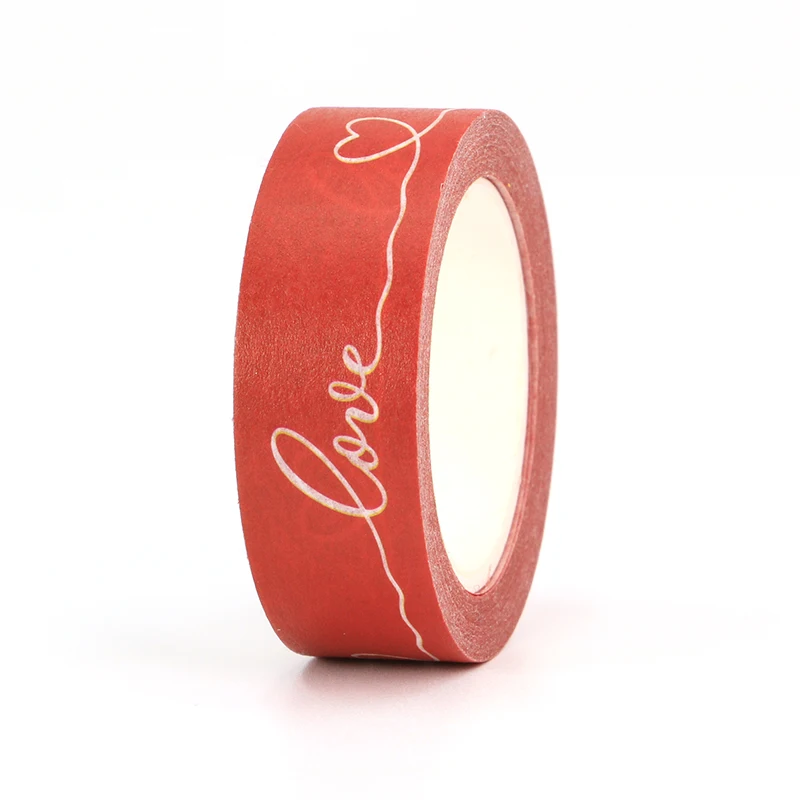 2022 New 1PC 15mm*10m Decorative Valentine Red Love and Heart Washi Tape Scrapbooking Masking Tape Office mask washi tape