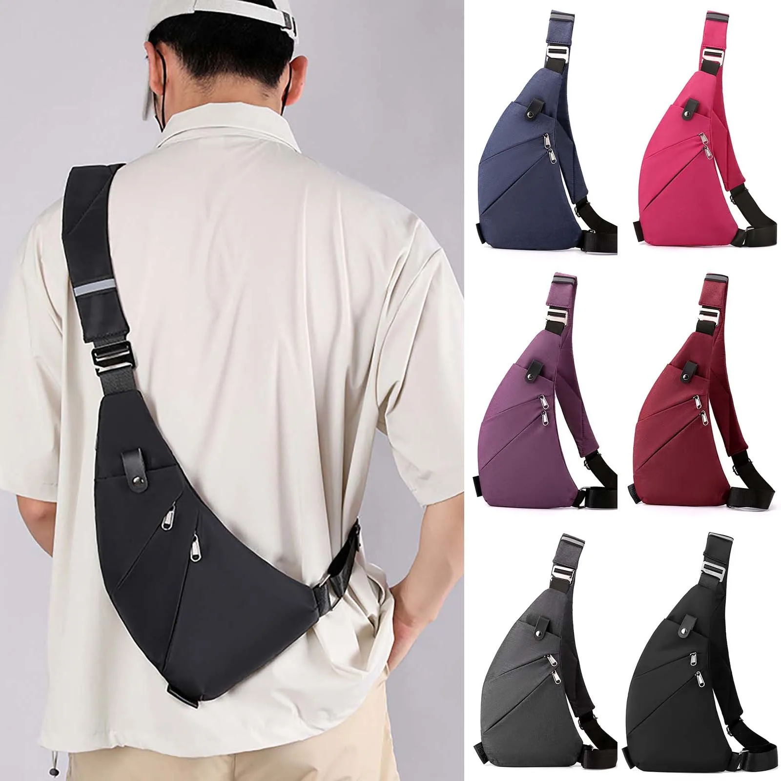 

Men's Outdoor Chest Bag With Adjustable Slanted Shoulder Nylon Simple and Lightweight Crescent Shaped Gun Bag
