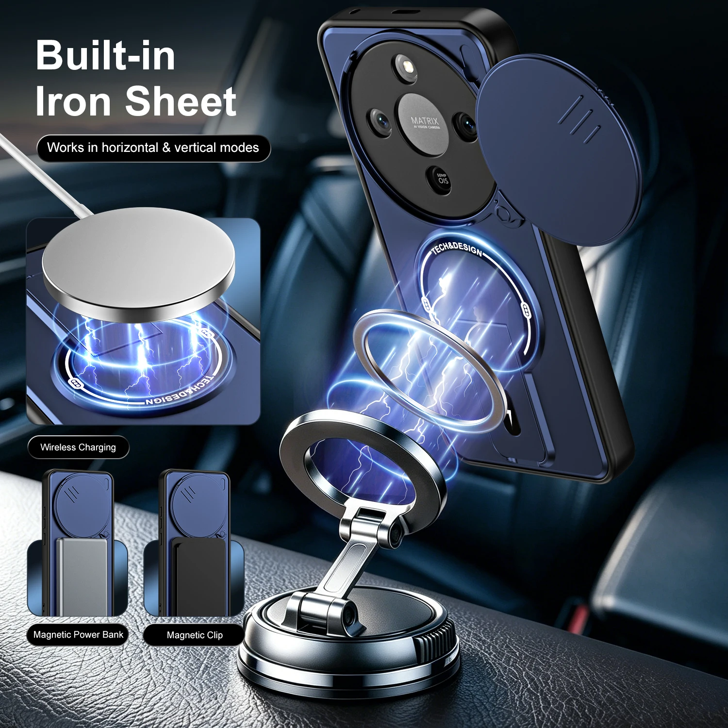 Folding Bracket Magnetic Holder Case For HONOR X9D X9C X9A X8D X6D X5C Plus Armor Shockproof Lens Phone Cove