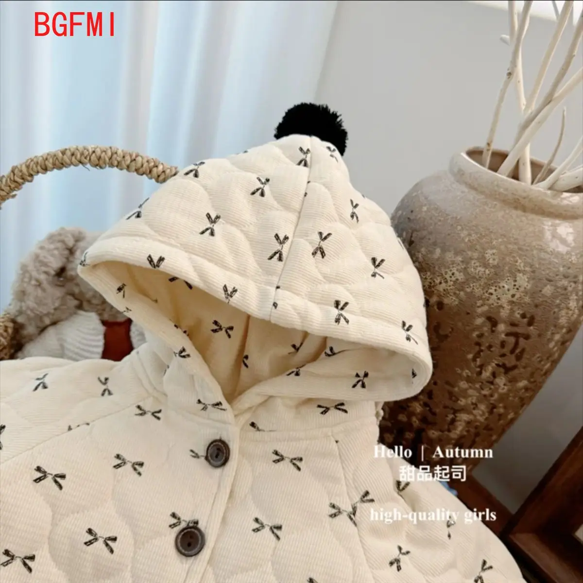 Kids Girl Spring Autumn Regular Lining Winter Corduroy Thickened Velvet Lined Bow Jacket 2026 Baby Fashion Top 2-11Y Outerwear