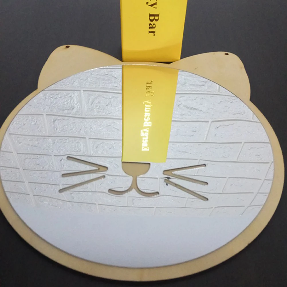 

Kitten Shape Acrylic Wall Wooden Frame Hanging Decorative Mirror Lightweight Safe Cat Design Cartoon Mirror Home Decoration