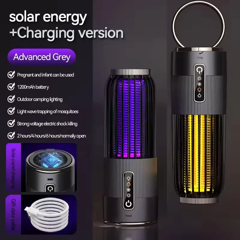Oplaadbare USB Muggenspray Lokken Lamp Zonne-elektrische Muggen Killer Lampen Timing 2-in-1 Draagbare Outdoor Camping Licht