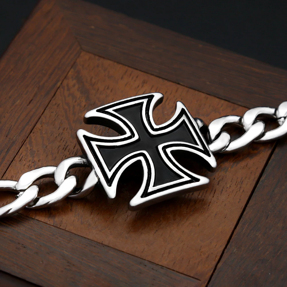 Men's Knights Templar Iron Cross Bracelet