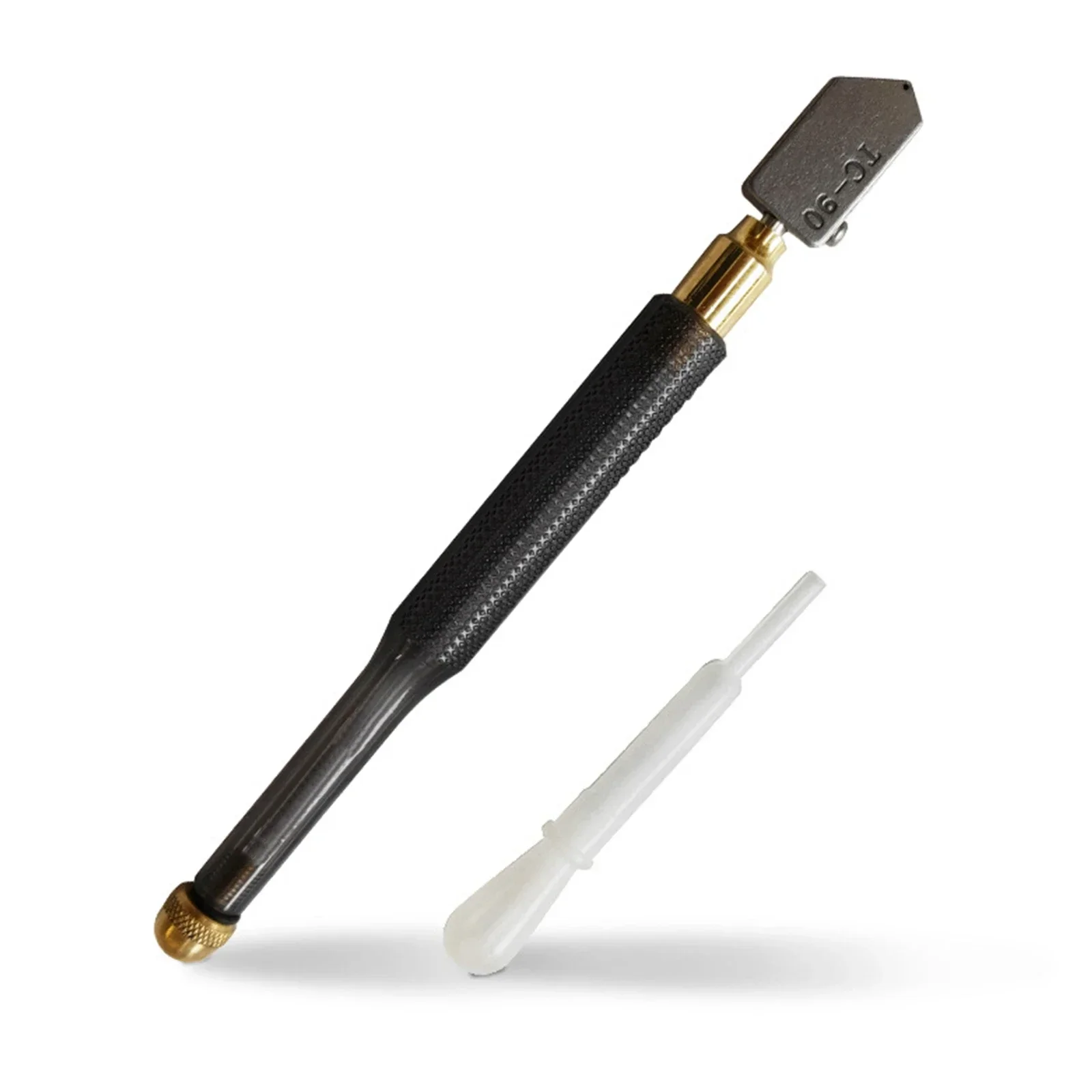 TC-90 Glass Cutter with Diamond Cutter Head Steel Blade 2-8mm Cutting Range Self-Oiling Anti-Skid Handle for Manual Tool Cutting