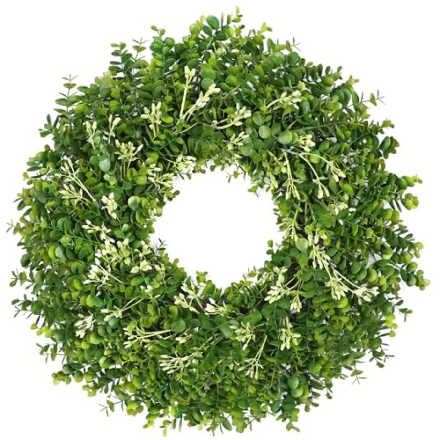 

26 Inch Large Greenery Eucalyptus Boxwood Wreaths Artificial Easter Summer Spring Wreaths for Front Door Outdoor All Season Spr