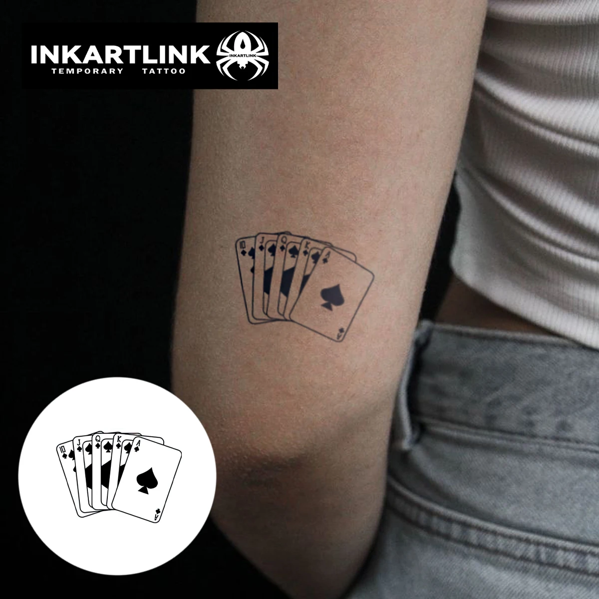 3 pcs Poker Temporary Tattoo,Lasts To 15 Days New Technology Magic Waterproof Semi Permanent Sticker. view 2