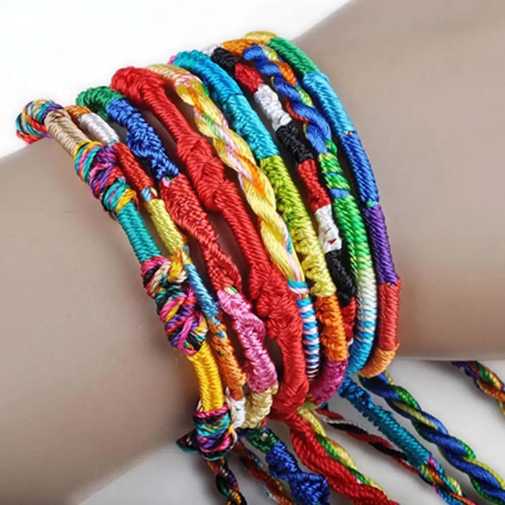 20Pcs Handmade Bracelets  Brazilian Woven Handmade Knitted Strands Fashion Cord Multicolor Bracelets for Club Fashion Jewelry