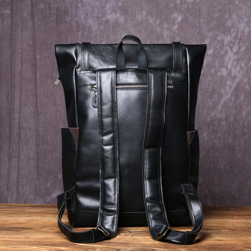 JLFGPJ Sporty Style Men's Large Capacity 16 Inch Genuine Leather Computer Bag High-end Feel Top Layer Cowhide Backpack