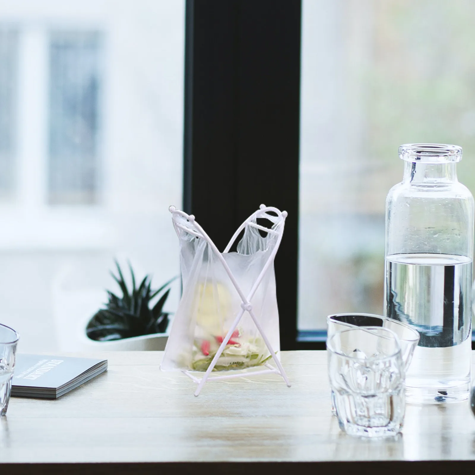 

Lightweight Standing Trash Bag Rack for Household Garbage Bags Grocery Bags Non Slip Base Garbage Bag Holder Stand