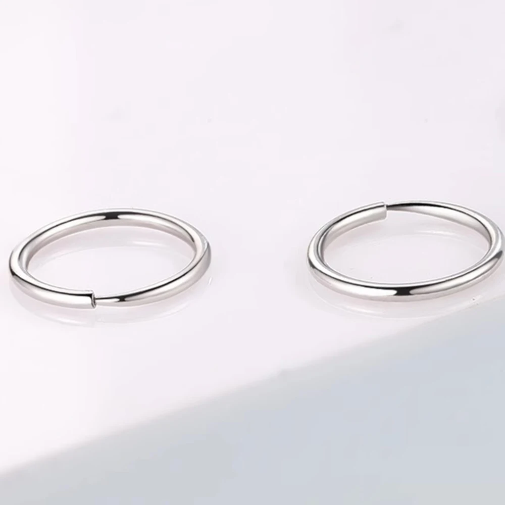 Pt950 Real Platinum 950 Women Lucky Circle Hoop Earrings 1-1.2g 13mmW