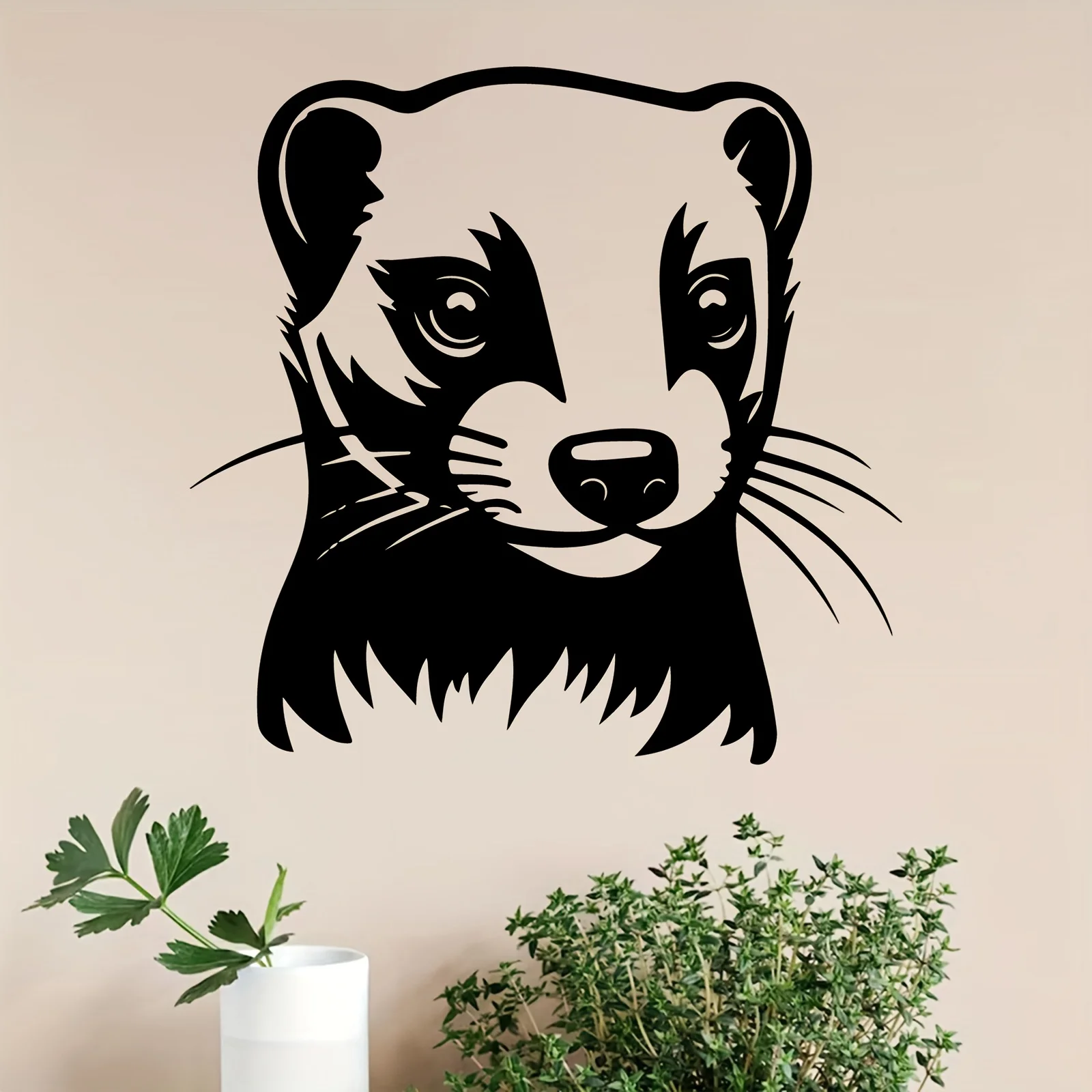 Brand 2D Flat Ferret‑Themed Metal Wall Art, Laser‑Cut Wildlife Silhouette Hanging Ornament for Patio Wall Garden Fence Farmhouse