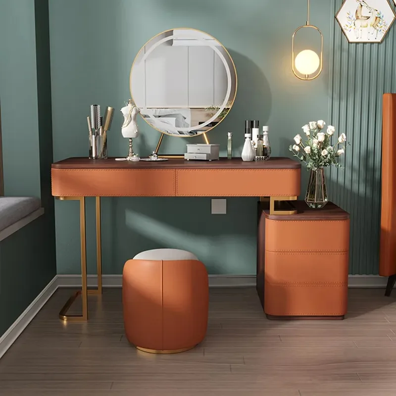 

Desk Makeup Dressing Table Salon Lights Mirror Nordic Dressing Table Drawer Reception Coiffeuse De Chambre Modern Furniture